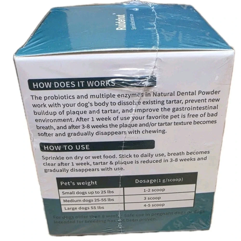 Ruidehut Natural Dental Powder Cats & Dogs, 7.05 oz 200 gram NEW Exp 05/2028